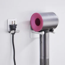 Aluminum Alloy Wall Mounted Holder Black Punch Free Bracket Holder Hook Replacement For Holder Stand Hair Dryer Saving Space