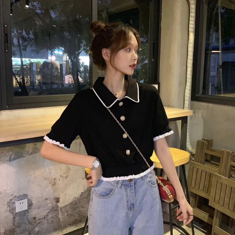 

J830-2020 summer new Korean short bottoming shirt net red slim slimming solid color short-sleeved T-shirt female