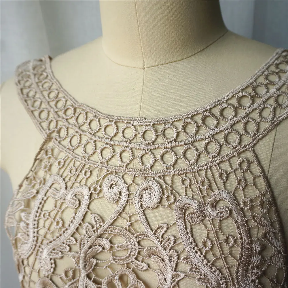 Бежевый цветочный тканевый Воротник с вышивкой в богемном стиле нашивка для