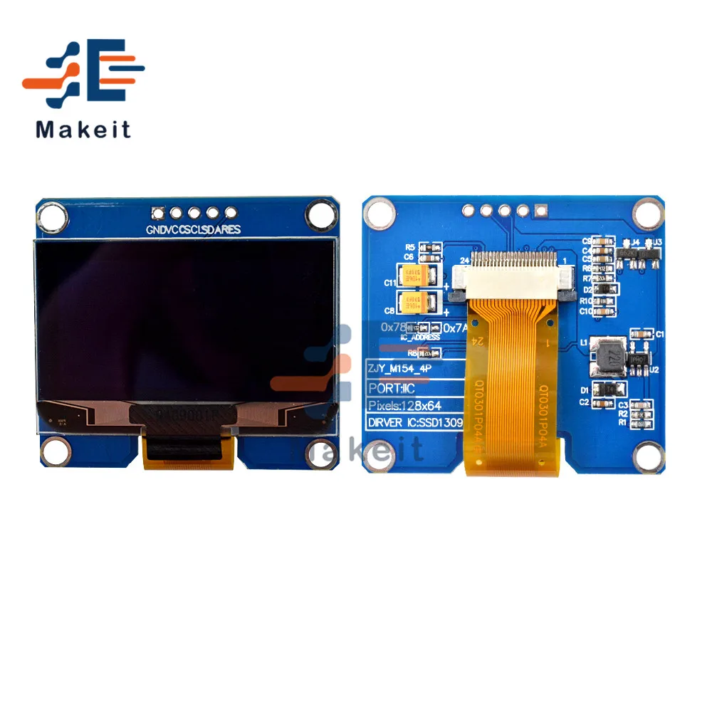 Модуль OLED 1 54 дюйма 5 контактов 7 белый синий желтый интерфейс SPI IIC I2C драйвер SSD1309