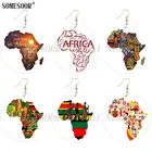 SOMESOOR деревянные серьги-подвески с художественным принтом в африканской культуре этнические тканевые этнические дизайнерские петли в виде эко-животных для черных женщин Подарки