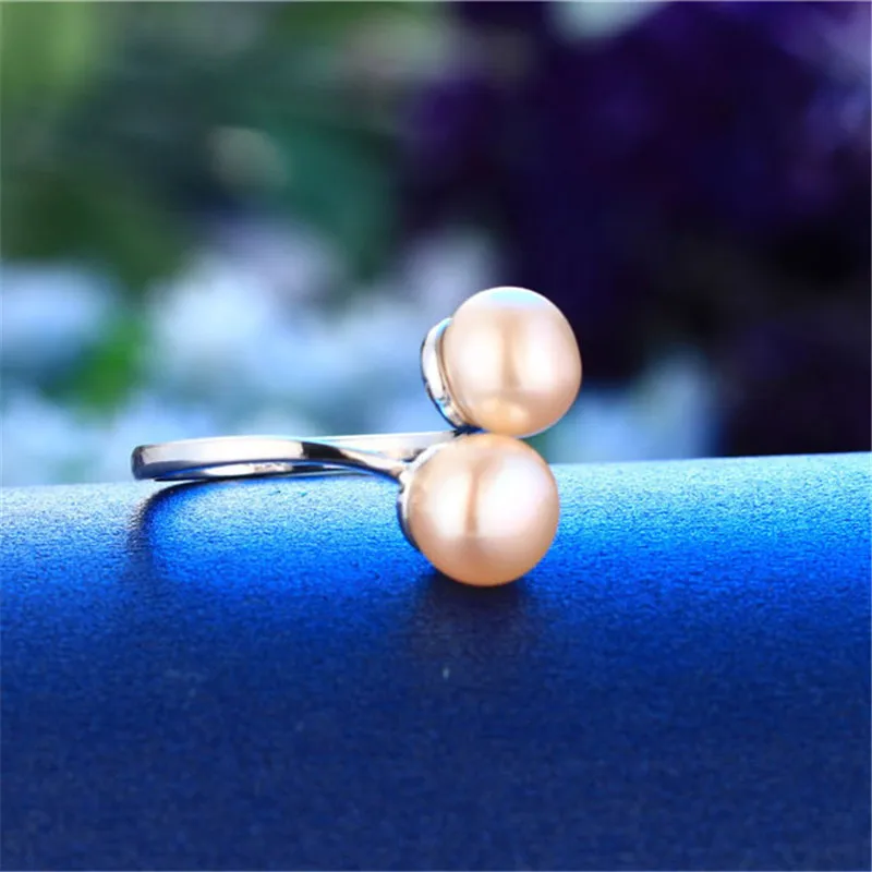 Dainashi 100% Genuine Freshwater Cultured Pearl Ring Fashion Design 925 Sterling Silver Simple Open Adjustable for Women | Украшения и