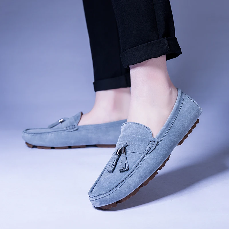 5 цветов Мужские лоферы из замши Модная удобная повседневная обувь дышащие