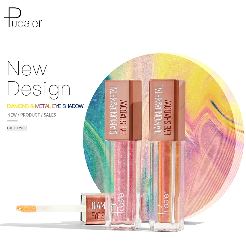 Pudaier алмазные блестящие тени для век Крем 12 цветов Хамелеон серебристый