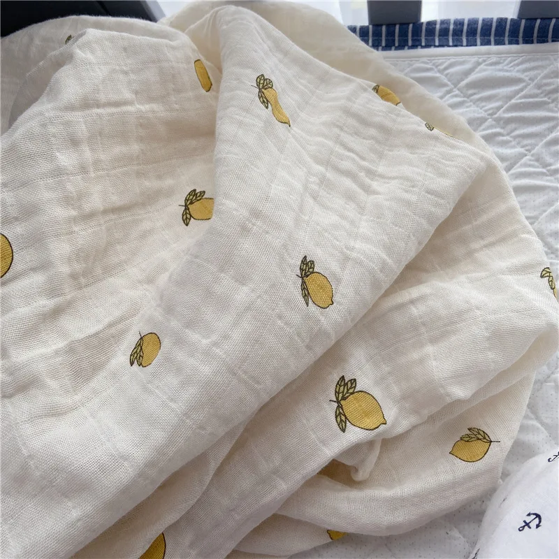 Manta de fruta para beb&eacute; reci&eacute;n nacido, edred&oacute;n de muselina, suave, org&aacute;nico, carrito de ni&ntilde;o, ropa de cama-4