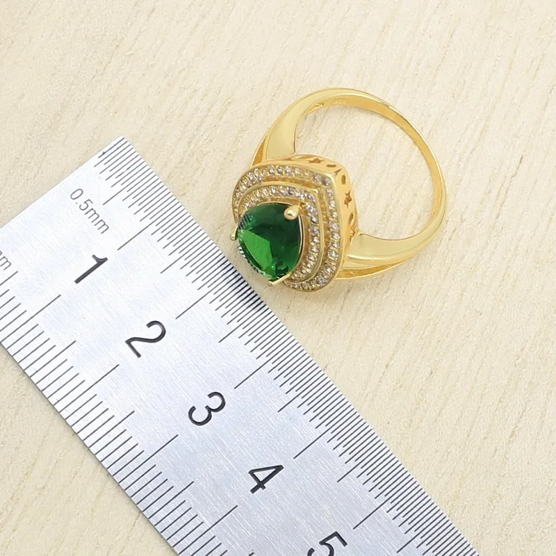 Капля воды позолоченный набор украшений для женщин зеленый браслет из цельного