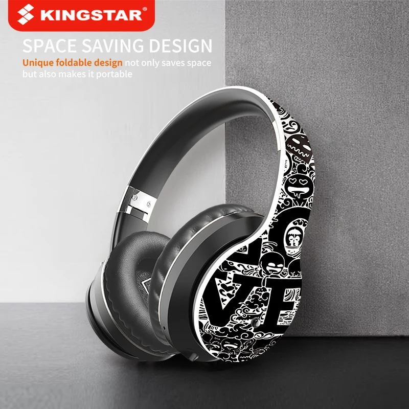 

KINGSTAR Wireless Headset Bluetooth Fashionable Graffiti Headphone Foldablel Bass Stereo Gaming Earphone Support Mic/TF/ Radio