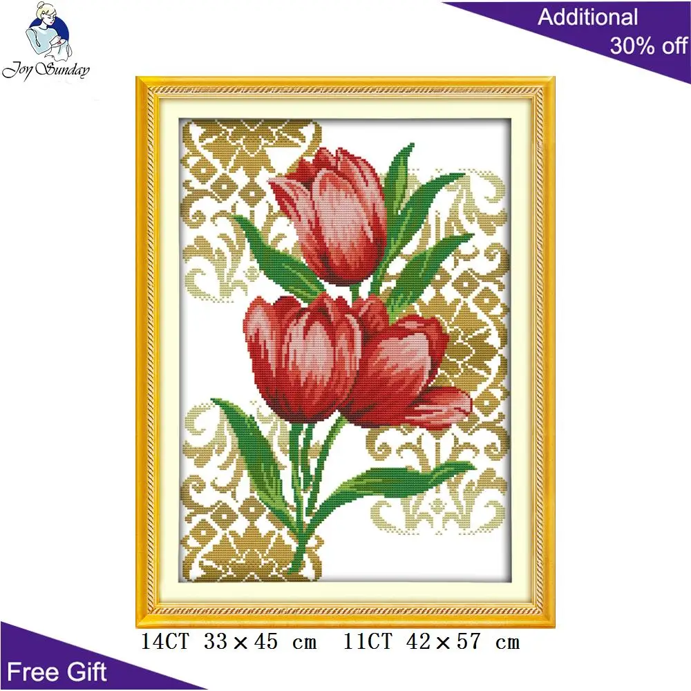 Тюльпаны Joy Sunday Роза для домашнего декора H688(5) H689(7) 14CT 11CT|joy sunday|cross stitch kitsdiy dmc |