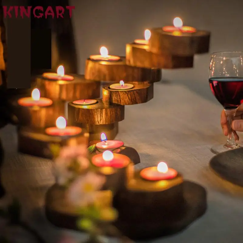 Деревянный подсвечник в стиле ретро Свадебный домашний декор светлый античный