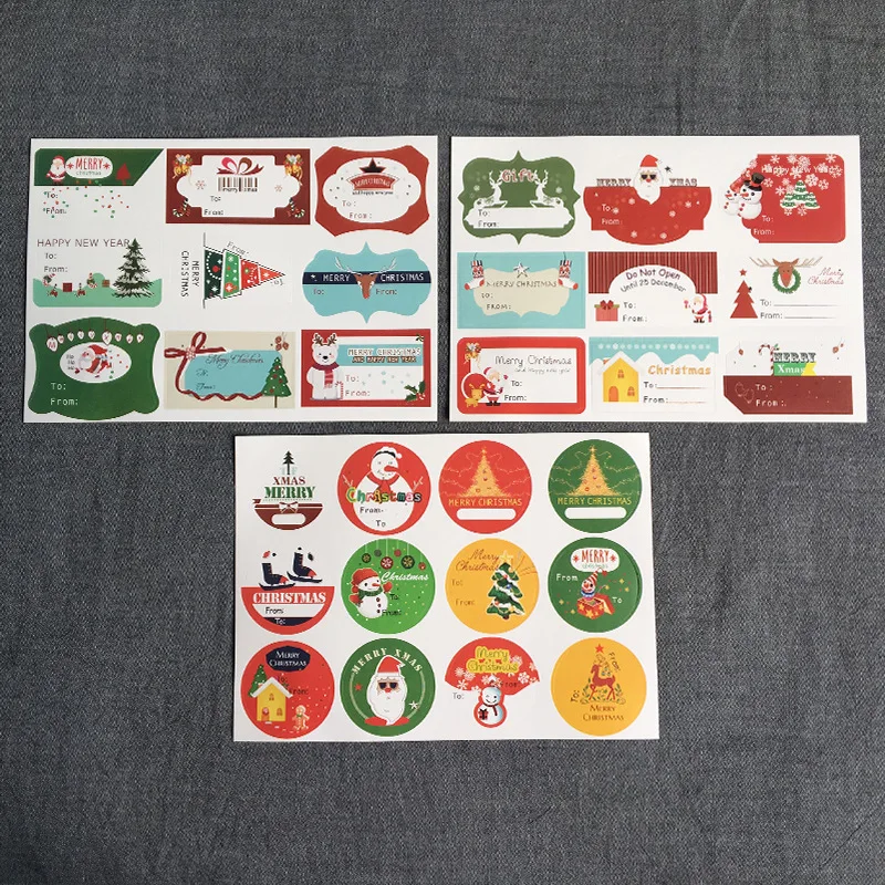 12 шт/лист Счастливого Рождества Санта Клаус олень декоративные круглые