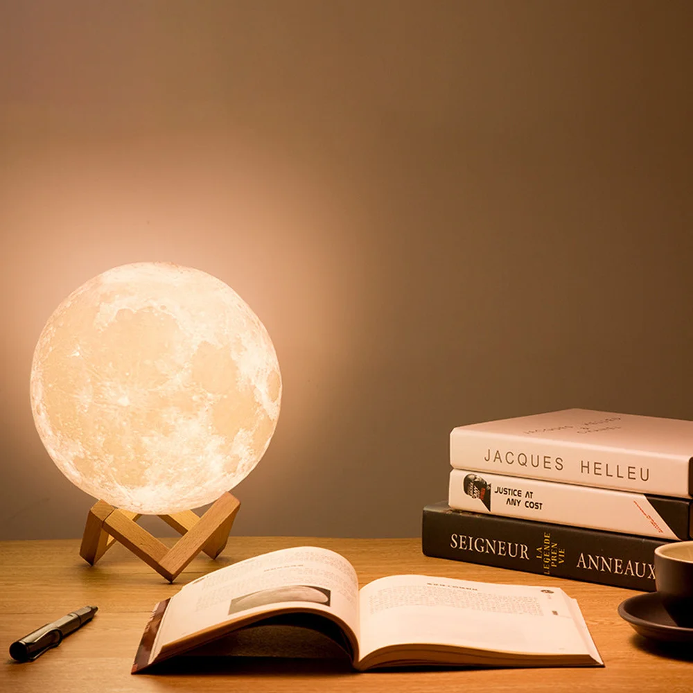 3D Printing Galaxy Moon Light LED Night Light USB Creative Rechargeable Touch Home Decoration Globe BedroomChildren Lover Gift