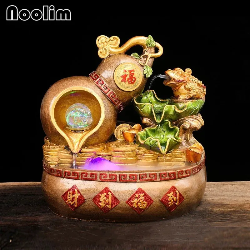 Смола лотоса пруд фонтан фэн шуй орнамент Тыква жаба водной пейзаж украшение