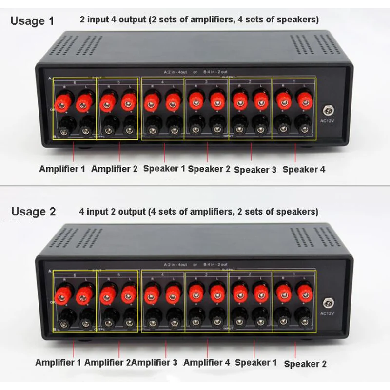 4 Input 2 Output High Power Lossless Audio Signal Switcher Switch Splitter Selector With Remote Control T0592 | Электроника