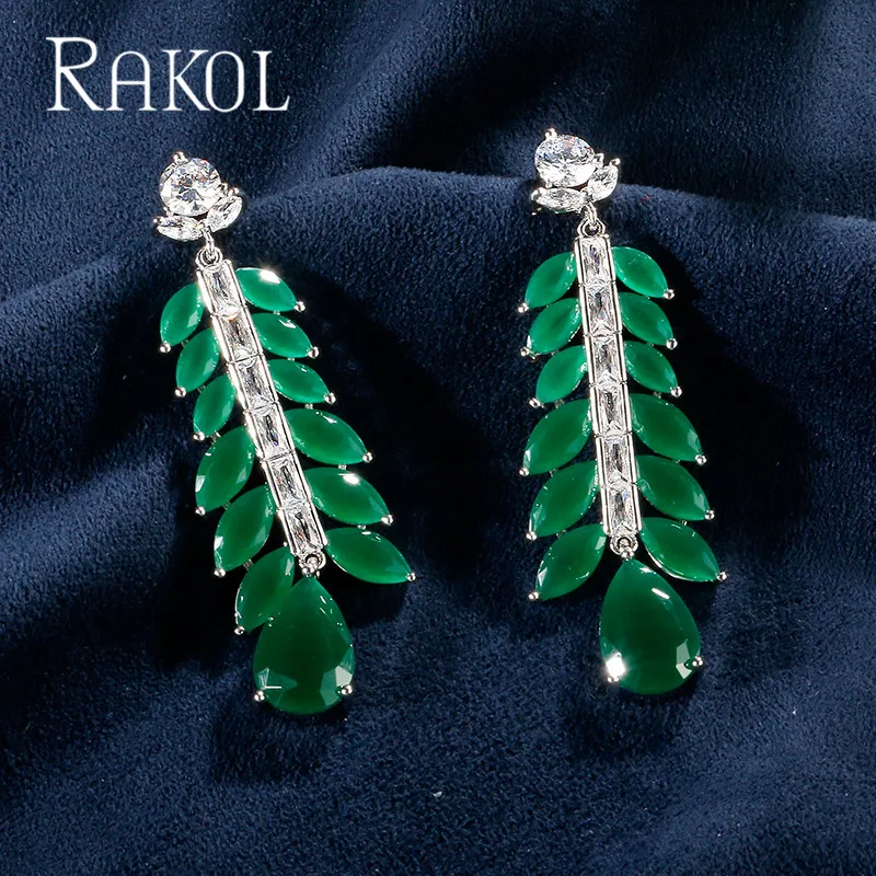 Женские серьги капли с кубическим цирконием RAKOL вечерние свадебные ювелирные