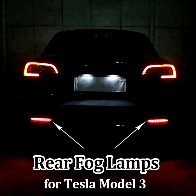 

Novel Car Rear Fog Light for Tesla Model 3 2016-2021 LED Dynamic Turn Signal Lights Model3 Rear Fog Lamps Bumper Reflector Style
