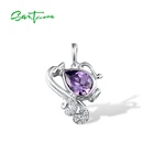 Женский кулон SANTUZZA, из серебра 925 пробы с фиолетовым аметистом и белым кубическим цирконием, 12 созвездий зодиака, Изящные Ювелирные украшения