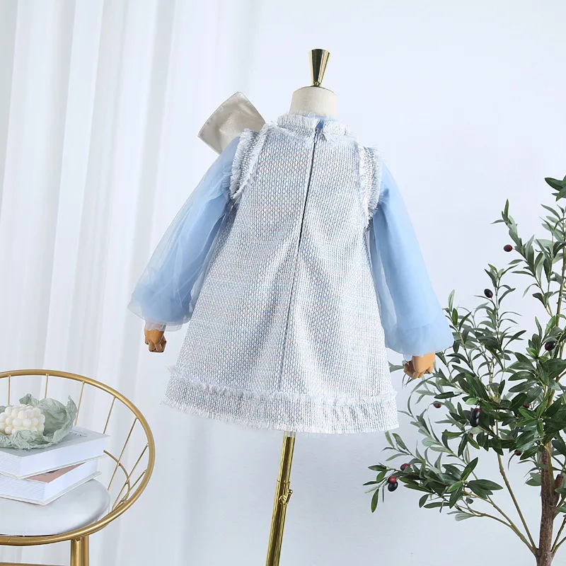 Комплект с юбкой для девочек Новинка 2019 г. осенний модный твидовый топ на