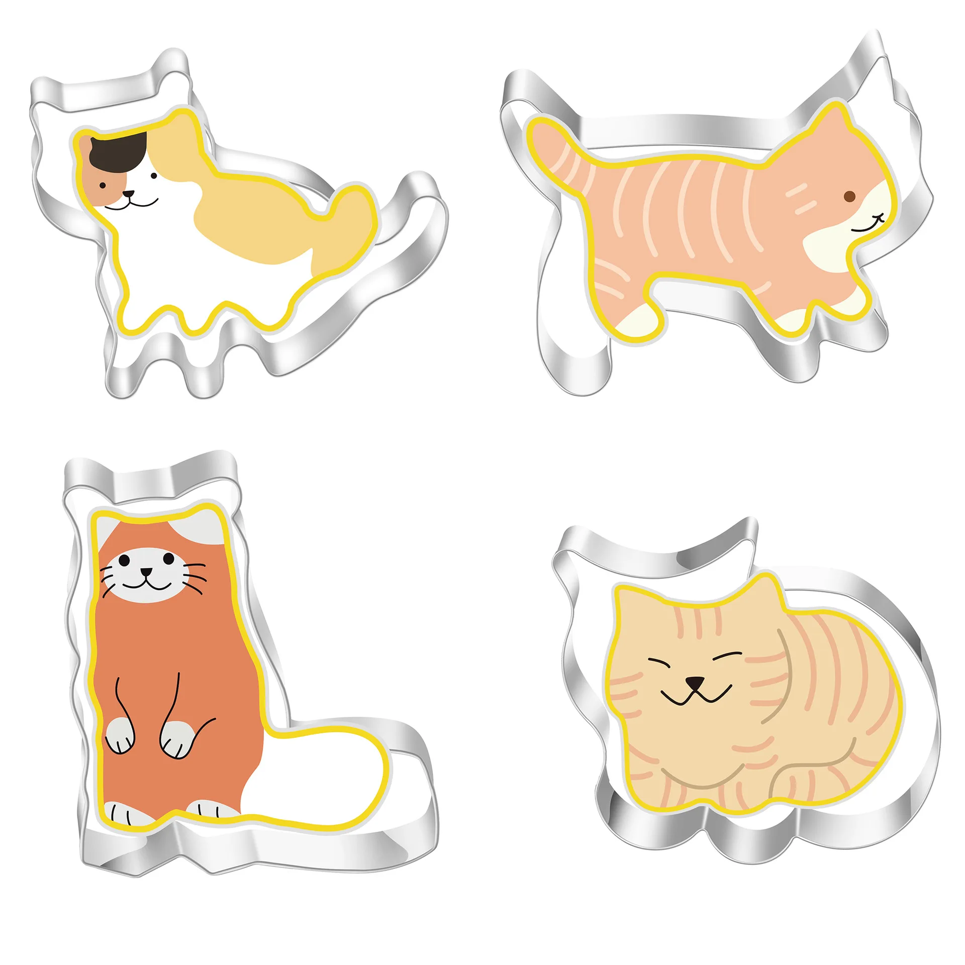 

4Pcs/Set 430 stainless steel Cat Biscuit Mold of Fondant Modeling DIY Decoration Tool Set Cookie Fruit Cutting Kitchen Tools