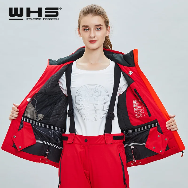 WHS Женская модная ветрозащитная Водонепроницаемая уличная Лыжная куртка