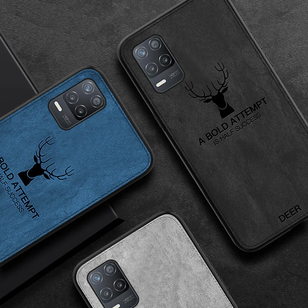 for realme 8 pro case deer pattern fabric cloth phone cover for oppo realmi redmy 8pro realme8 silicone shockpoof protect coque free global shipping