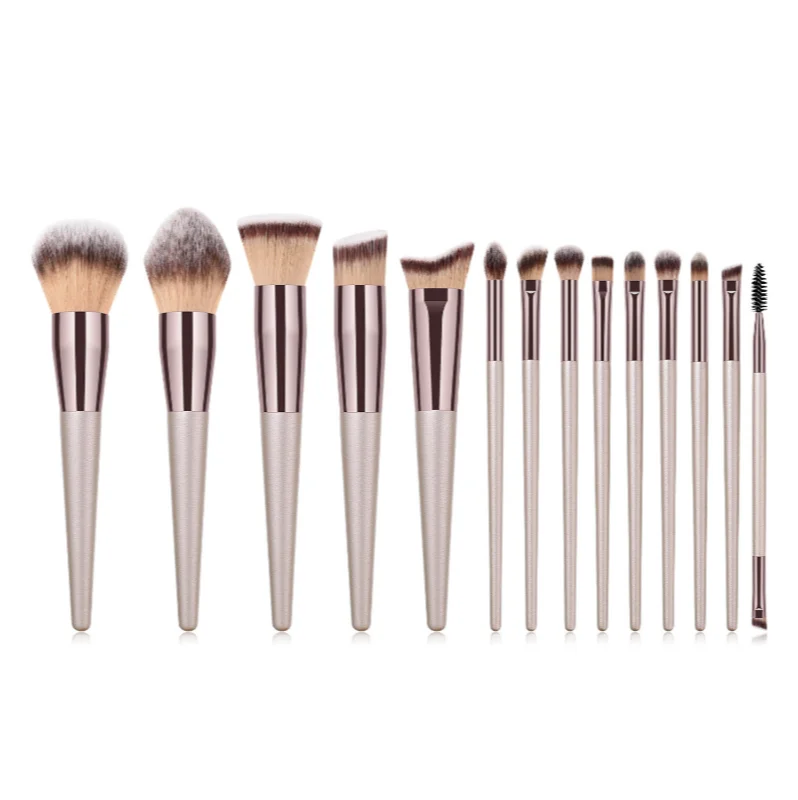 

10 Champagne Gold Makeup Brushes Eyebrow Brush Highlighter Brush Sculpting Brush Bronzer Brush Eyelashes No Shed Hair