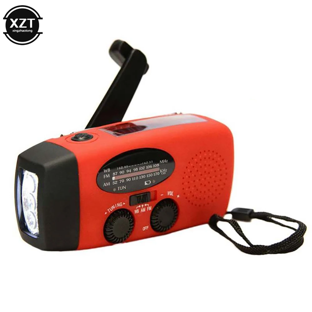 Solar Radio Emergency AM/FM/WB NOAA Weather Hand Crank With 3 LED Flashlight Speaker 1000 mAh USB Charging | Электроника