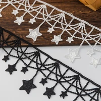10cm wide lace trim star embroidery ribbons for crafts dress handmade diy supplies sewing accessories black white 2yards fabric