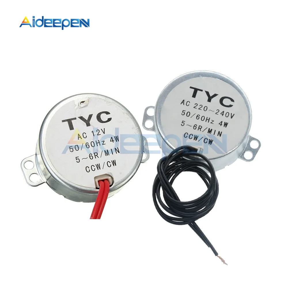 Синхронный двигатель AC 12V 100 127V 220 240V 50/60Hz 1 4 RPM 60RPM надежный крутящий момент 4W TYC