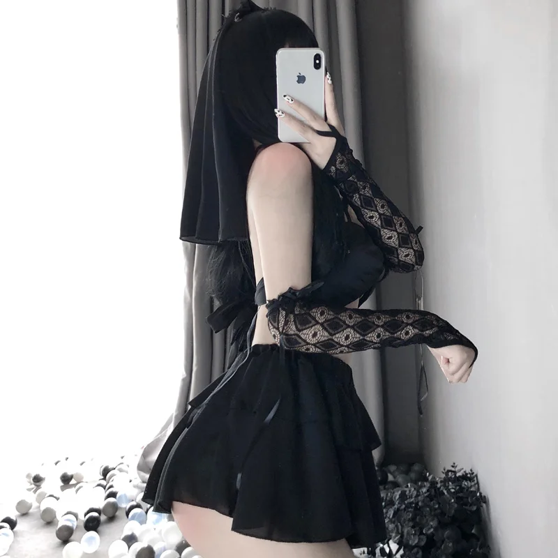 

Sexy Women Bride Cosplay Uniform Bridal lingerie Maid Lace Cute Bikini anime Girl Costumes Wedding Dress Lolita Bra Set 2020
