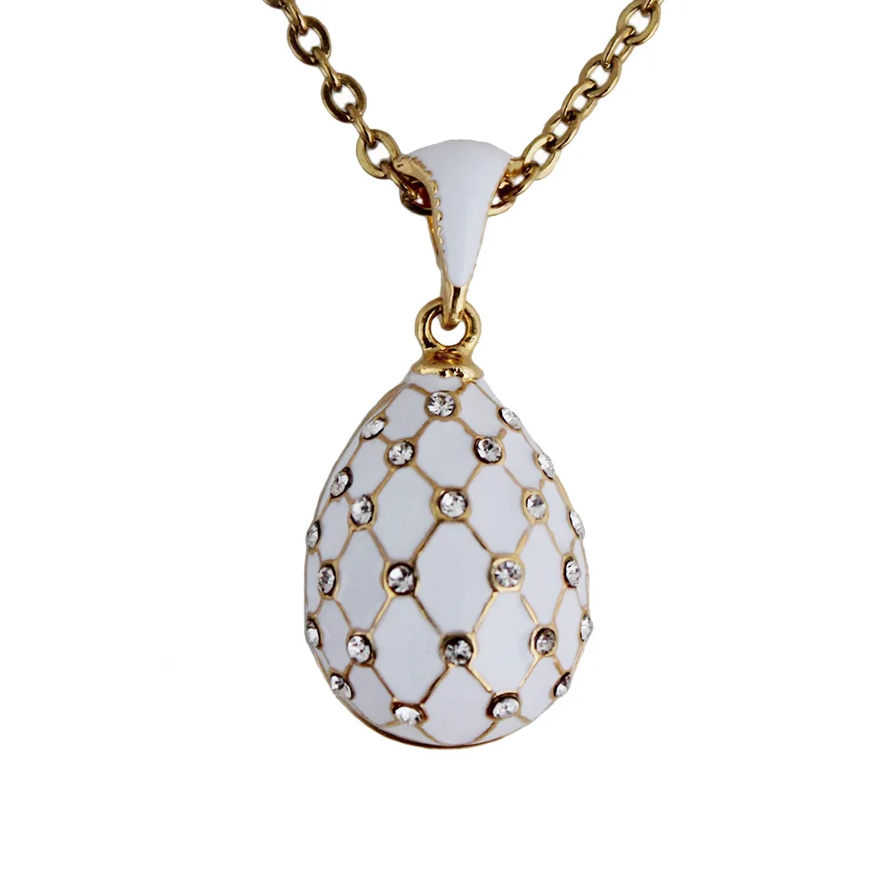 Женское колье с эмалью YAFFIL ручной работы из латуни подвеской в виде яйца