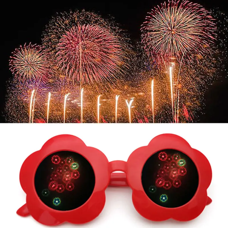 

New Heart Flower Shape Special Effect Sunglasses Women Night Light Change Eyewear Fashion Birthday Party Magic Sun Glasses
