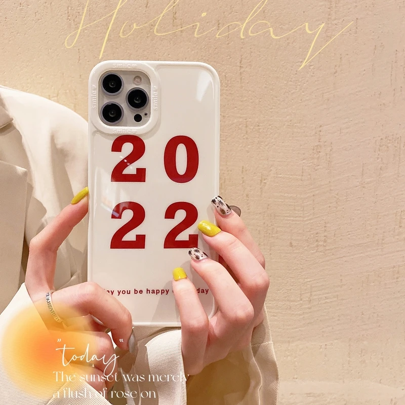 new 2022 year simple letters korea phone case for iphone 12 11 pro max x xs max xr 7 8 puls cases shockproof soft silicone cover free global shipping