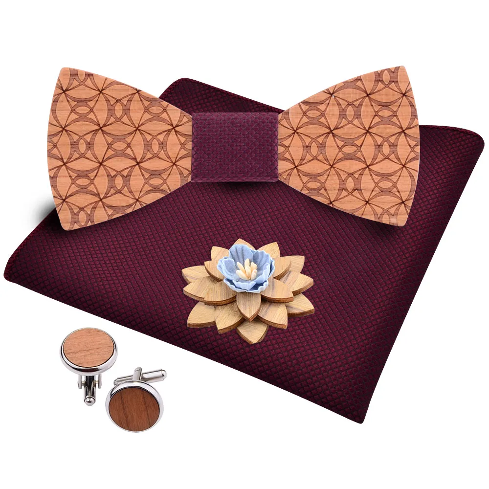 Новый Модный цветочный деревянный галстук бабочка из дерева Шелковый мужской