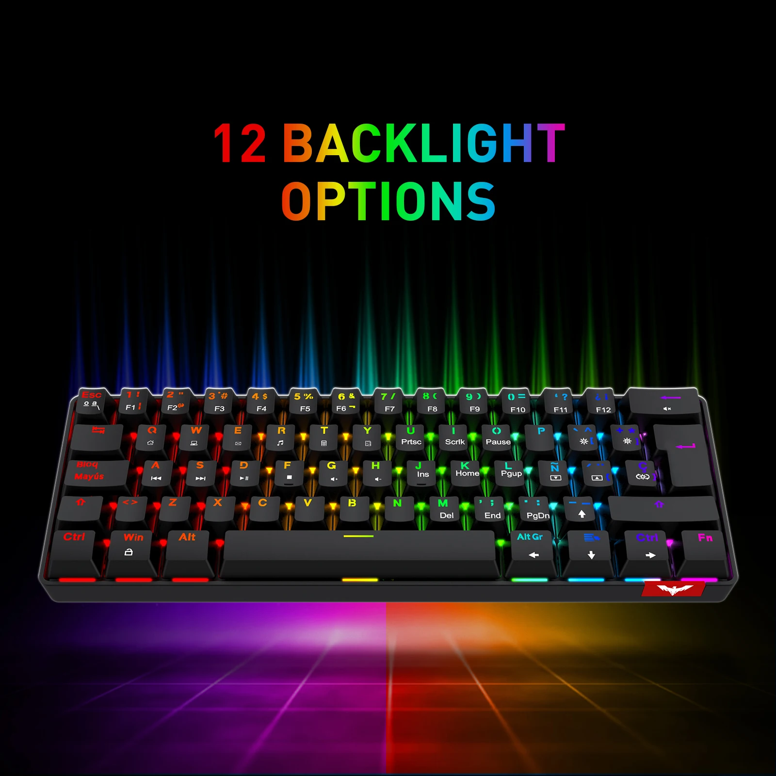 havit mini mechanical keyboard gaming wired type c usb 63 keys led backlit keyboard red switch es version for pc laptop gamer free global shipping