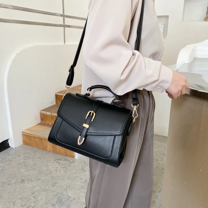 

High Quality Cowhide Shoulder Bag 2021 New Fashion Lady Luxury Designer Soft Leather Handbag Solid Color Small Messenger Wallet