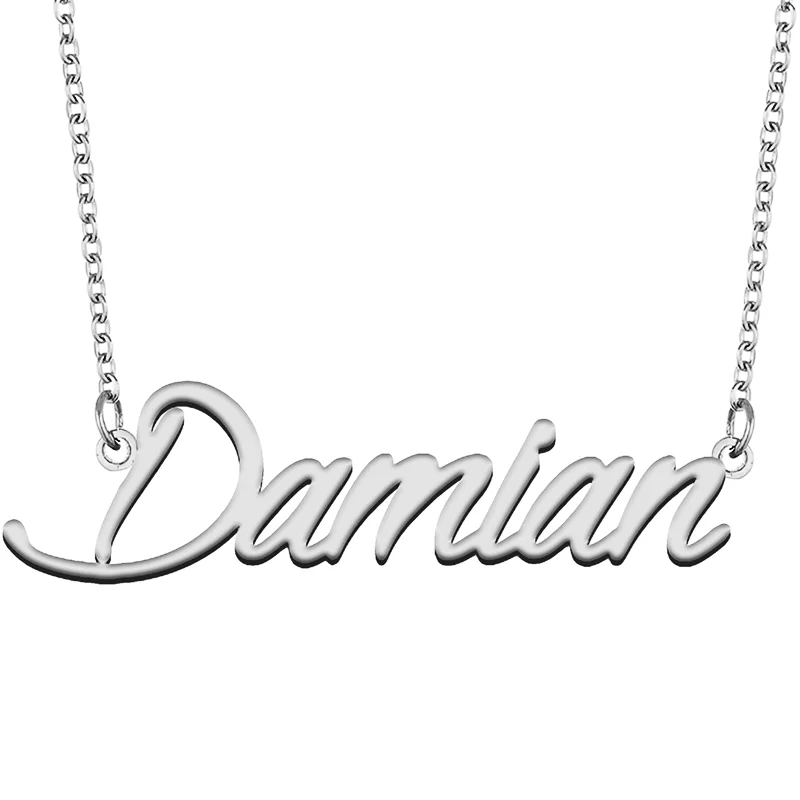 Damian Custom Name Necklace Customized Pendant Choker Personalized Jewelry Gift for Women Girls Friend Christmas Present