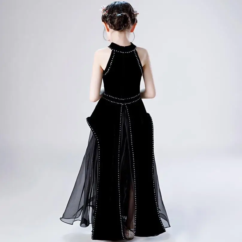 2020 New GIrls Catwalk Pageant Princess Dresses beading mesh stitching birthday party Dress for girls Vestidos L10 |