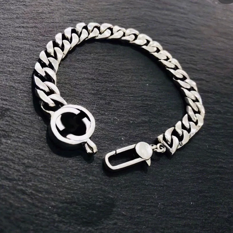 

Модный классический браслет из стерлингового серебра 925 пробы с двумя G логотипом с одной пряжкой изысканные мужские и женские ювелирные из...