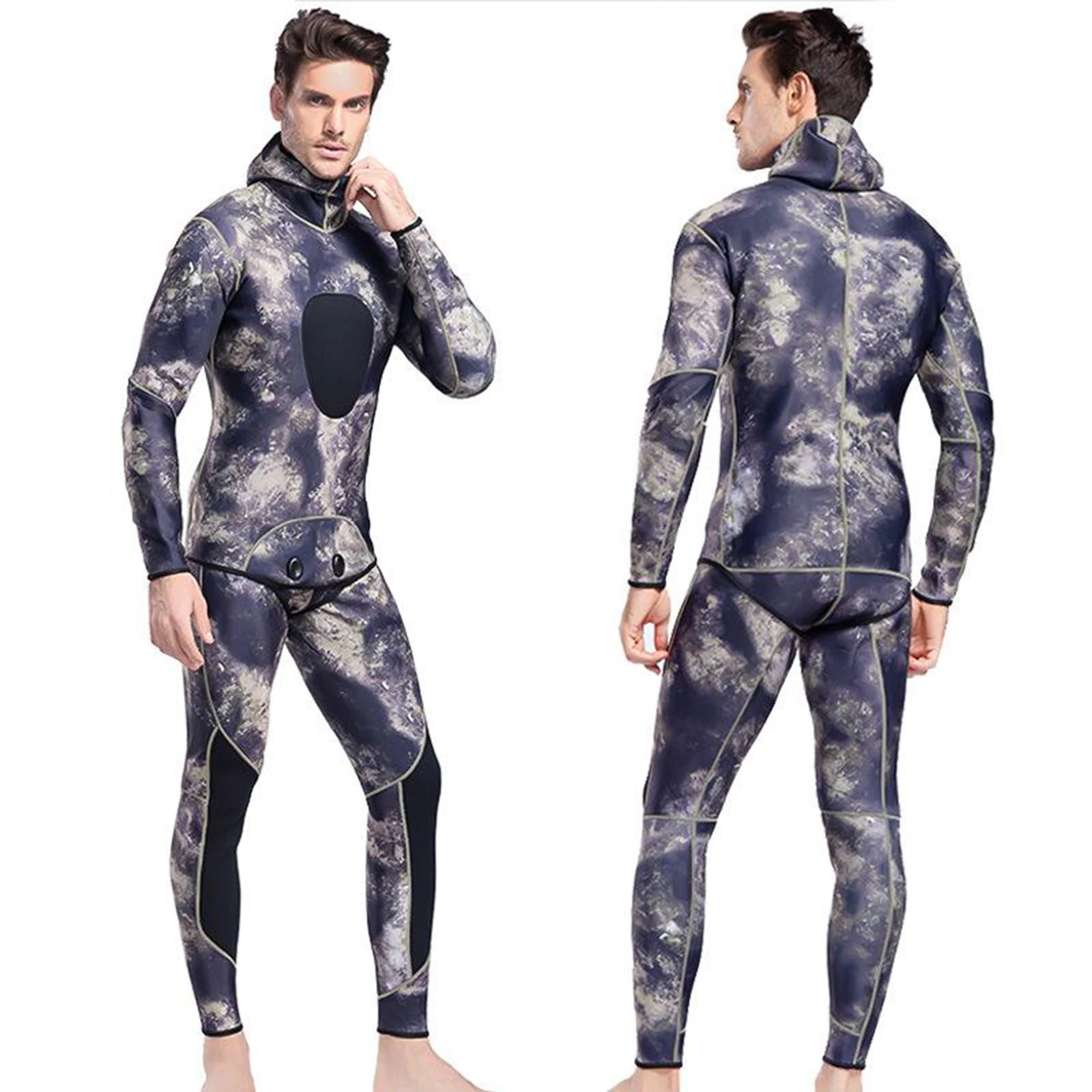 

Men Wetsuit 2-Piece Long Sleeve Diving Suit UV-Protect Thermal Dive Jacket