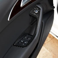 4pcs real carbon fiber stickers car interior door window switch control frame trim for audi a6 c7 2012 2018 models accessories