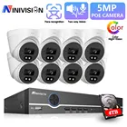 Двусторонняя аудиосистема видеонаблюдения IP POE Комплект камер 4K 8-канальный сетевой видеорегистратор HD цветное ночное видение 8-канальная стандартная система камер