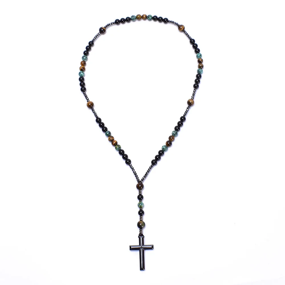 Африканский Бирюзовый Черный Агат желтый тигровый глаз бусины католический