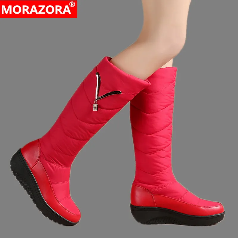 

Botas de nieve impermeables de piel gruesa para mujer, zapatos de invierno de alta calidad, talla grande 35-44, 2021