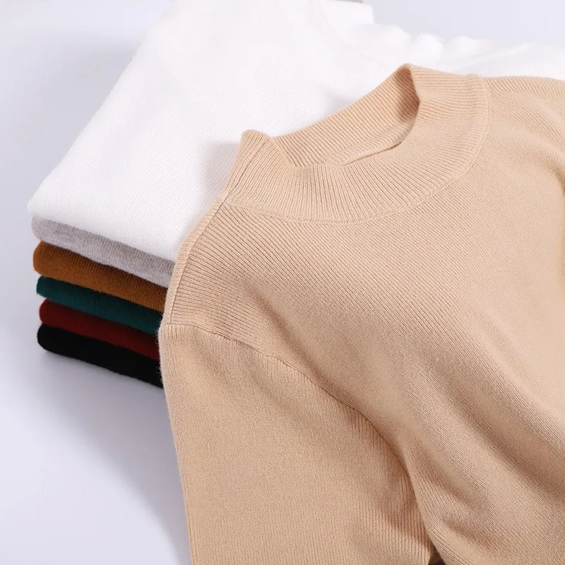 GIGOGOU Spring Autumn Women Sweater Half Sleeves O-neck Slim Jumper Knitted Soft Female Pullover Top | Женская одежда
