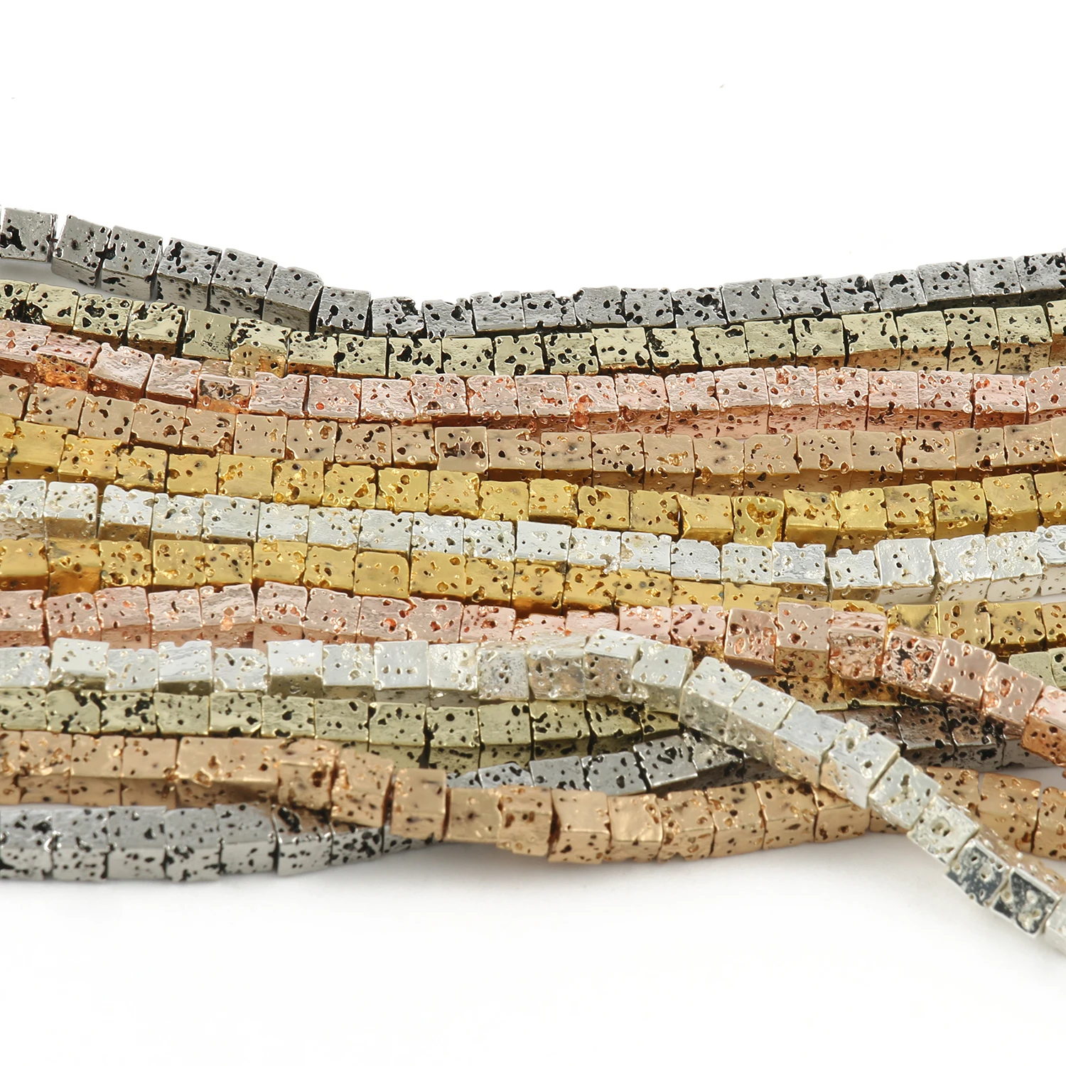 Золотистые/Серебристые бусины 4 мм натуральные Квадратные Зеркальные свободные