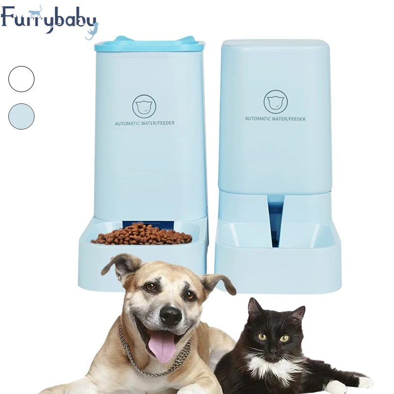 

Automatic Feeder for Pet Dog Cat Water Dispenser Fountain Plastic Safety 2.1kg/3.8L Dog Cat Feeding Bowl Container Pet Supplies