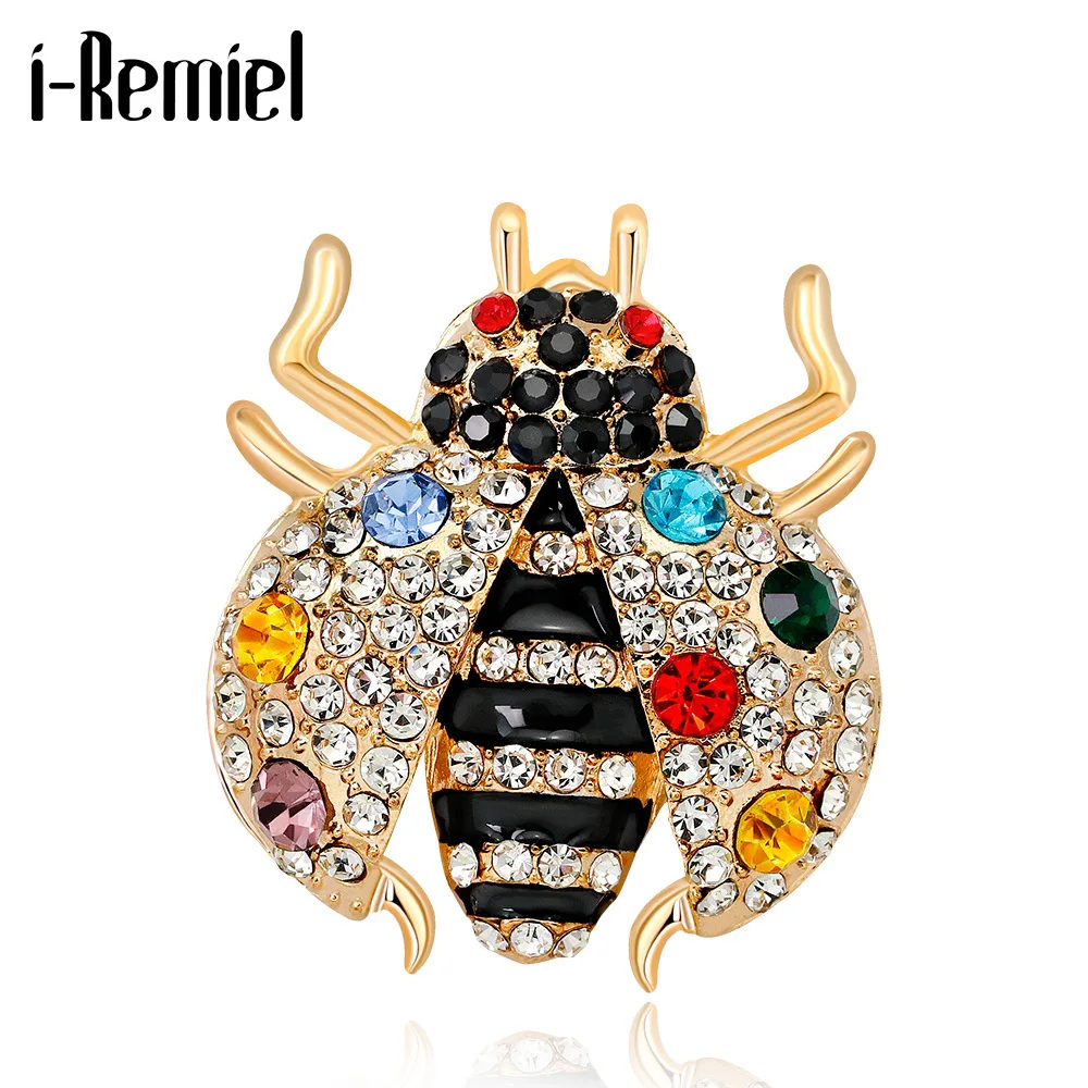 I Remiel Корейский мультфильм кристалл эмаль броши насекомое Божья коровка брошь