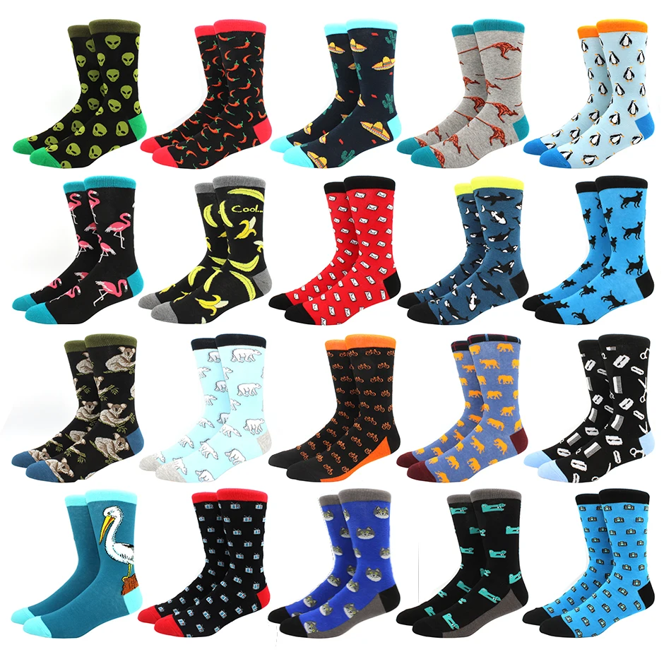 

men socks cotton funny Alien socks for man women novelty casual dressing color crew socks for happy wedding accessories gift