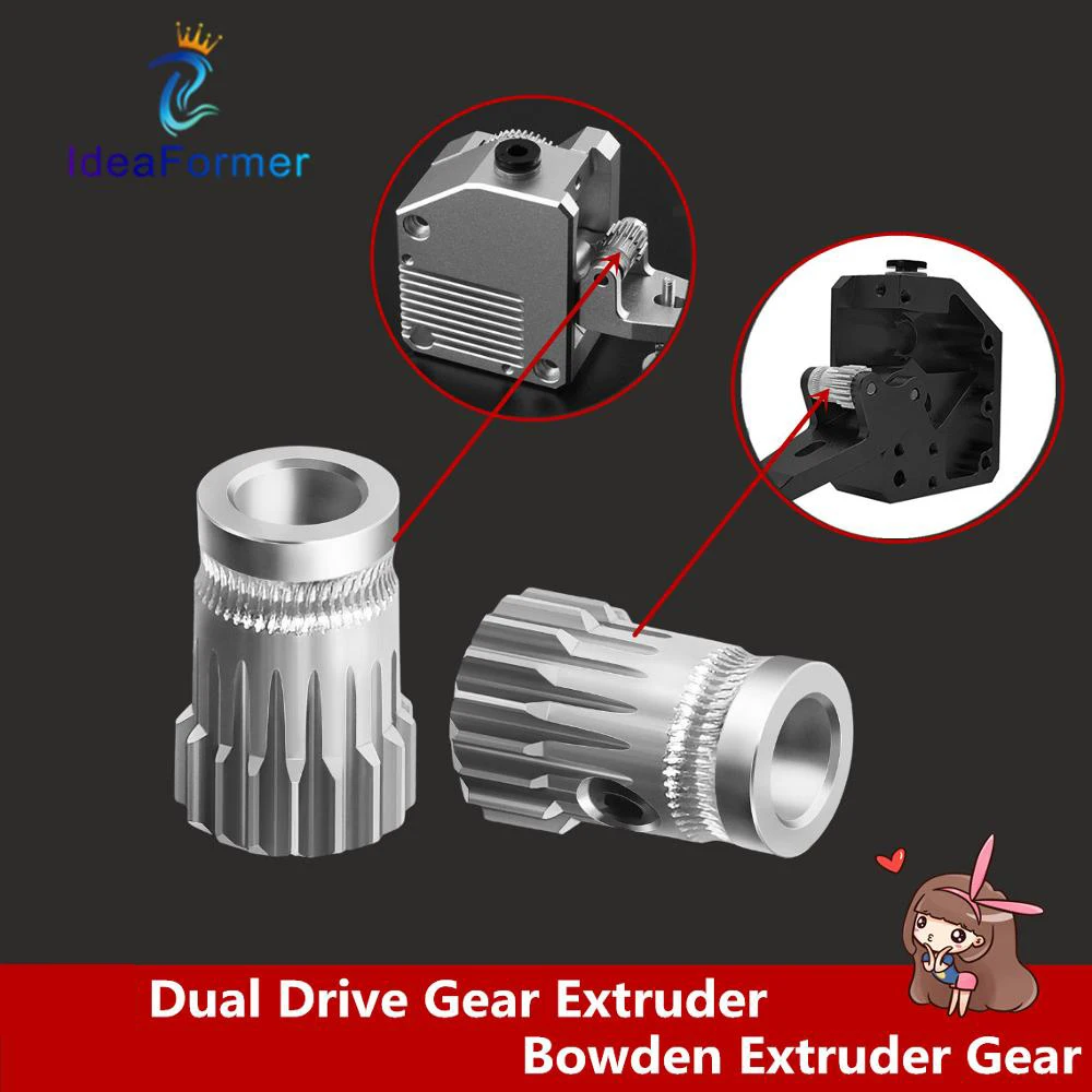 

Dual Drive Gear Extruder Drive Gear Cloned Btech Upgrade Gear For Prusa i3 Mini Bowden Extruder 3D Printer Parts Gear.