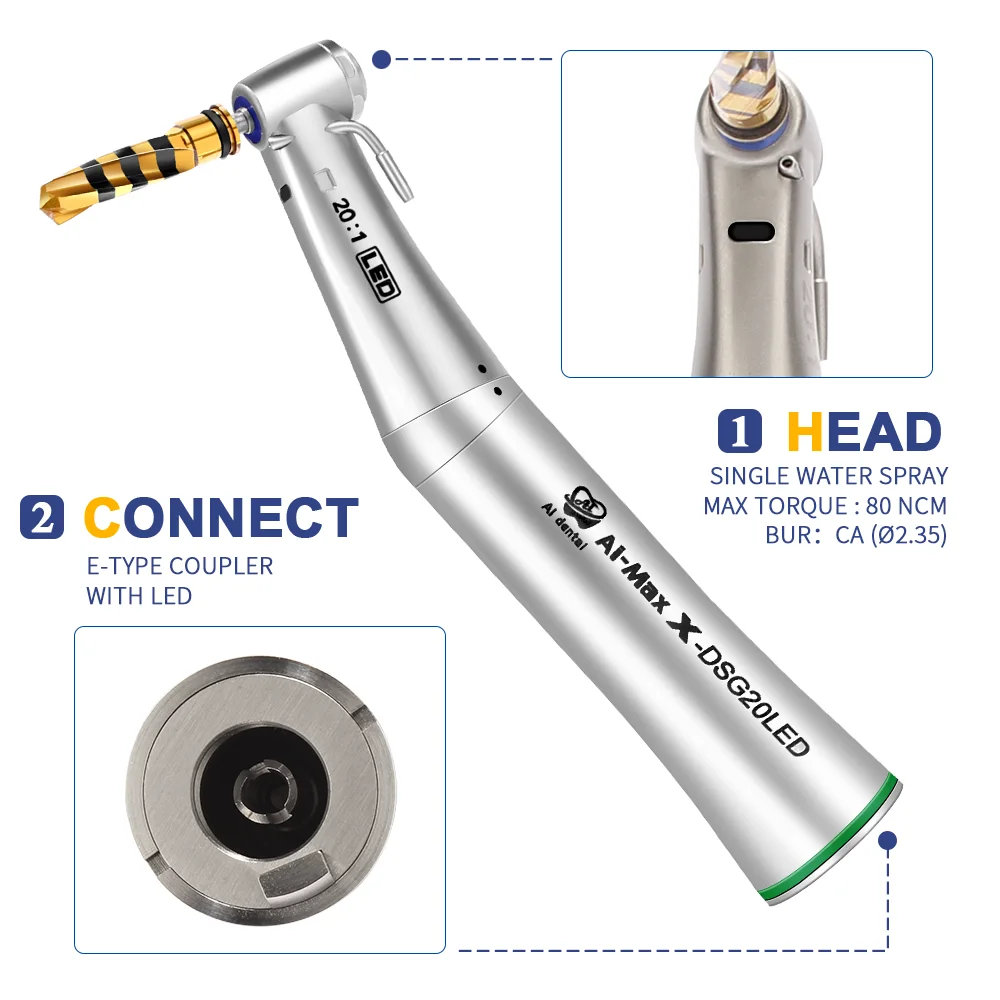 AI-X-DSG20LED/SG20LED/G20LED/G25LED Dental Handpiece Low Speed Self-generator LED Contra Angle Supply Consumables Equipments